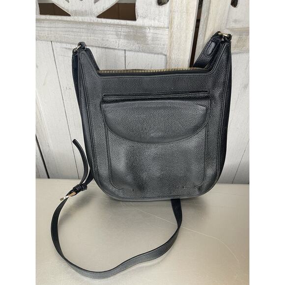 NORDSTROM Black Genuine Pebble Leather Handbag Crossbody Shoulder Bag - Picture 1 of 7